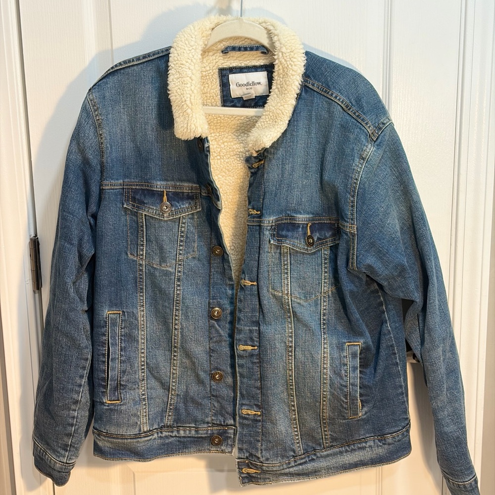 Goodfellow & Co Cream Sherpa Lined Denim Jacket